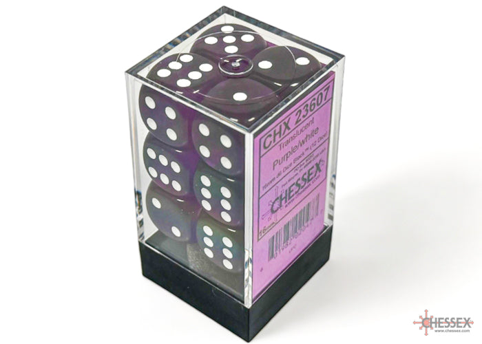Chessex Dice: Translucent Purple/White - 12 X D6