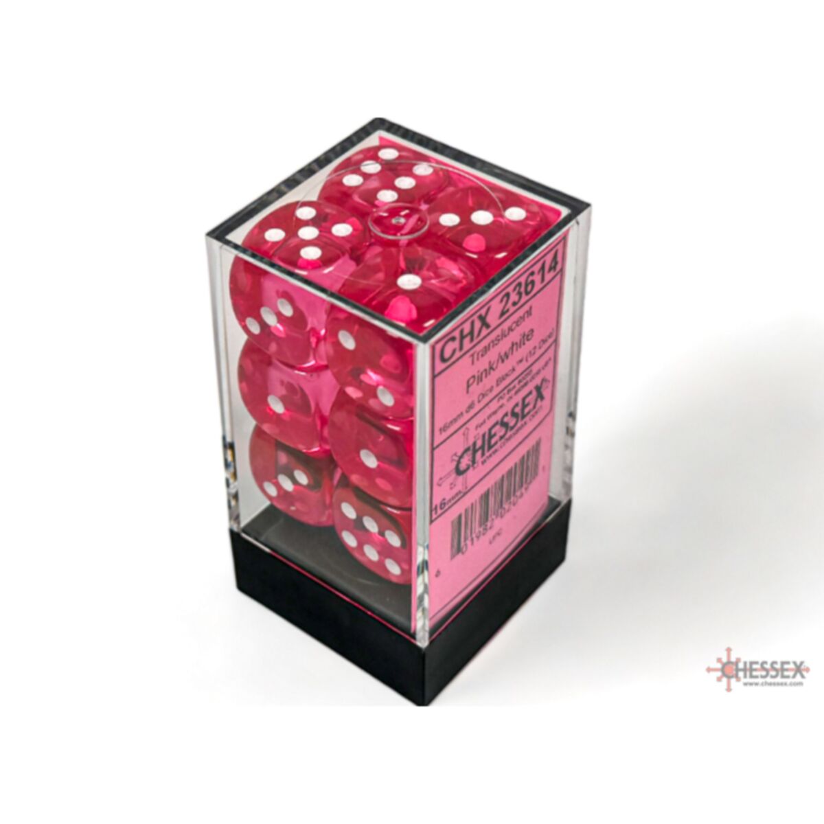 Chessex Dice: Translucent Pink/White - 12 X D6