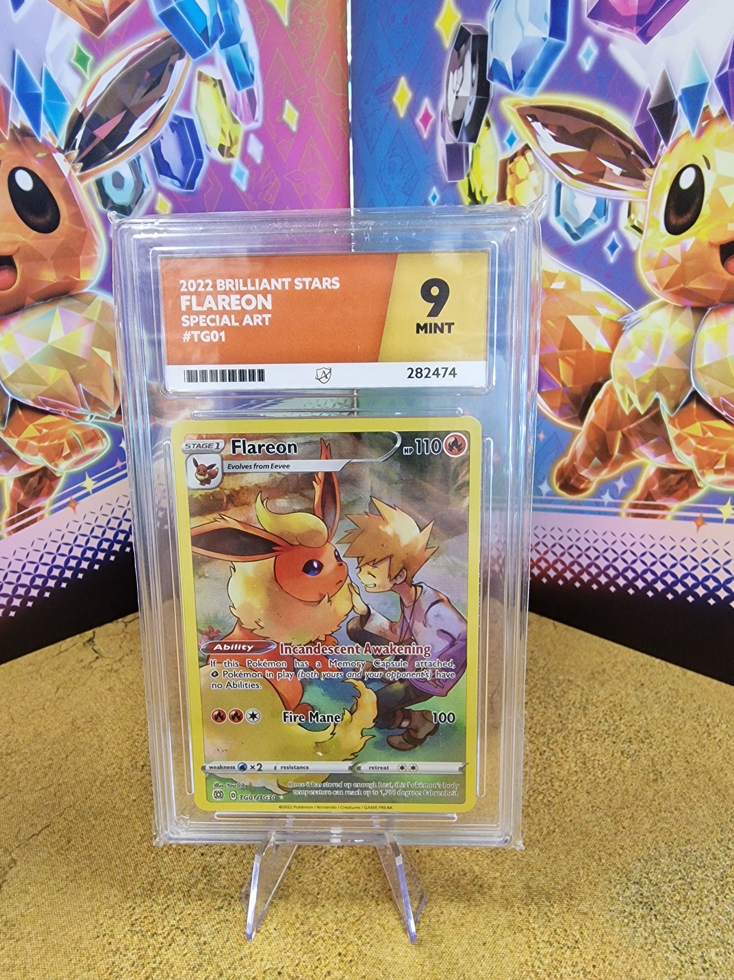 Flareon #TG01 Brilliant Stars ACE 9 Graded Pokémon Card