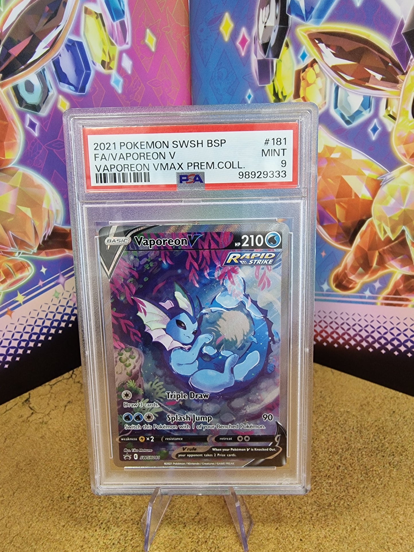 Vaporeon V #181 Black Star Promos PSA 9 Graded Pokémon Card