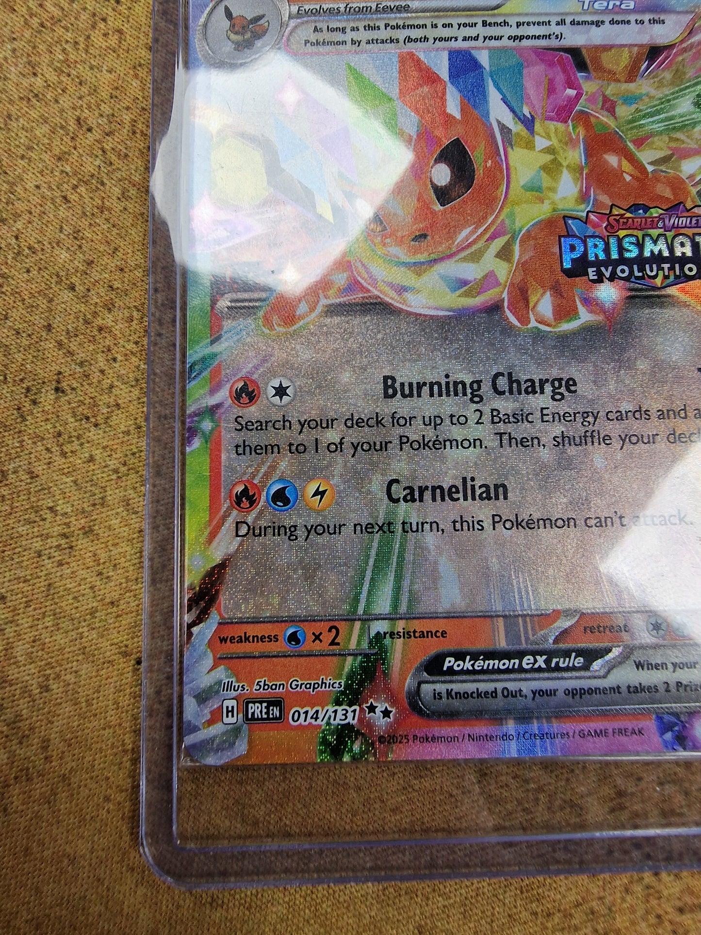 Flareon EX 14/131 Prismatic Evolutiuons Limited Edition Stamped Single Pokémon Card