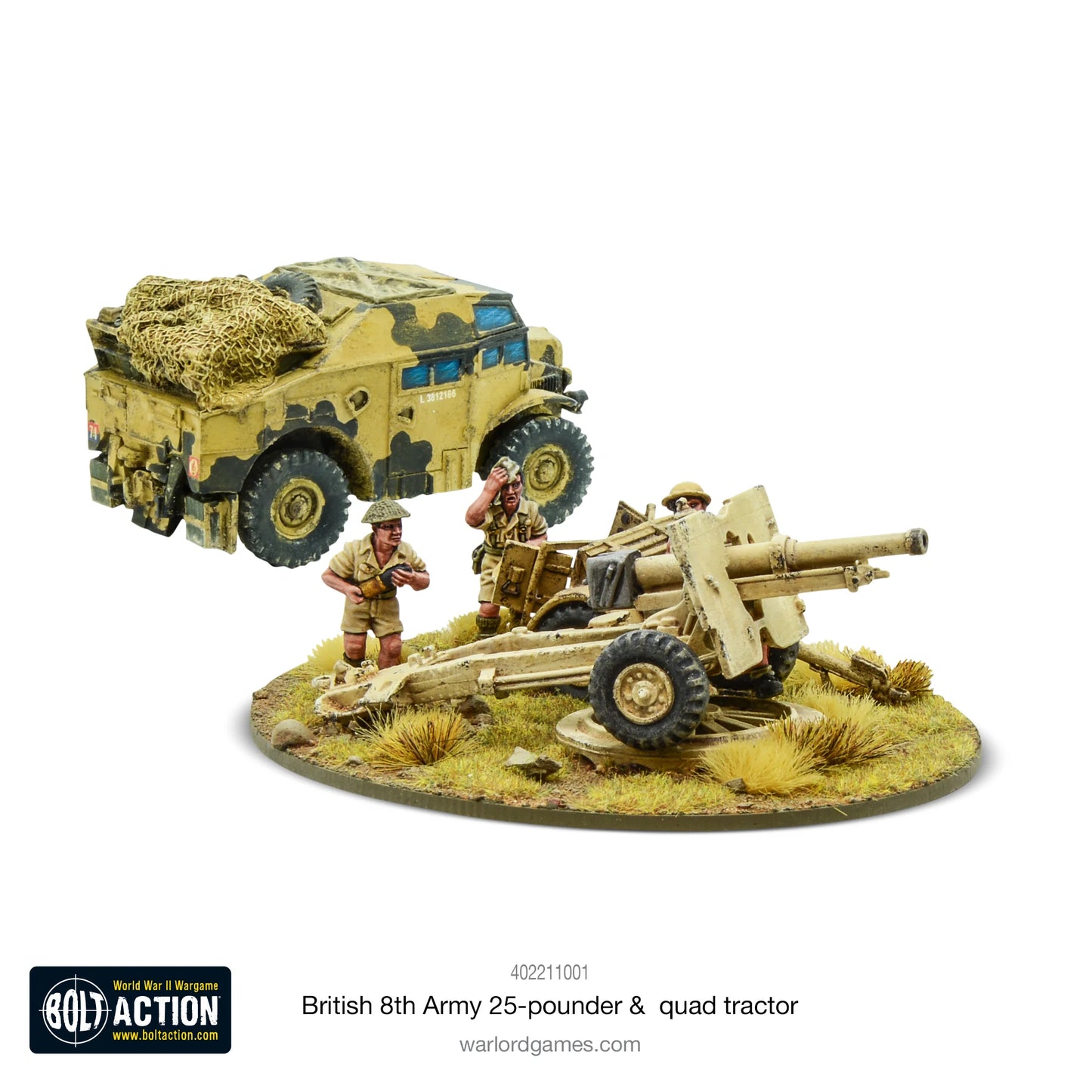 British 8th Army 25-pdr Light Artillery, Quad Tractor & Limber