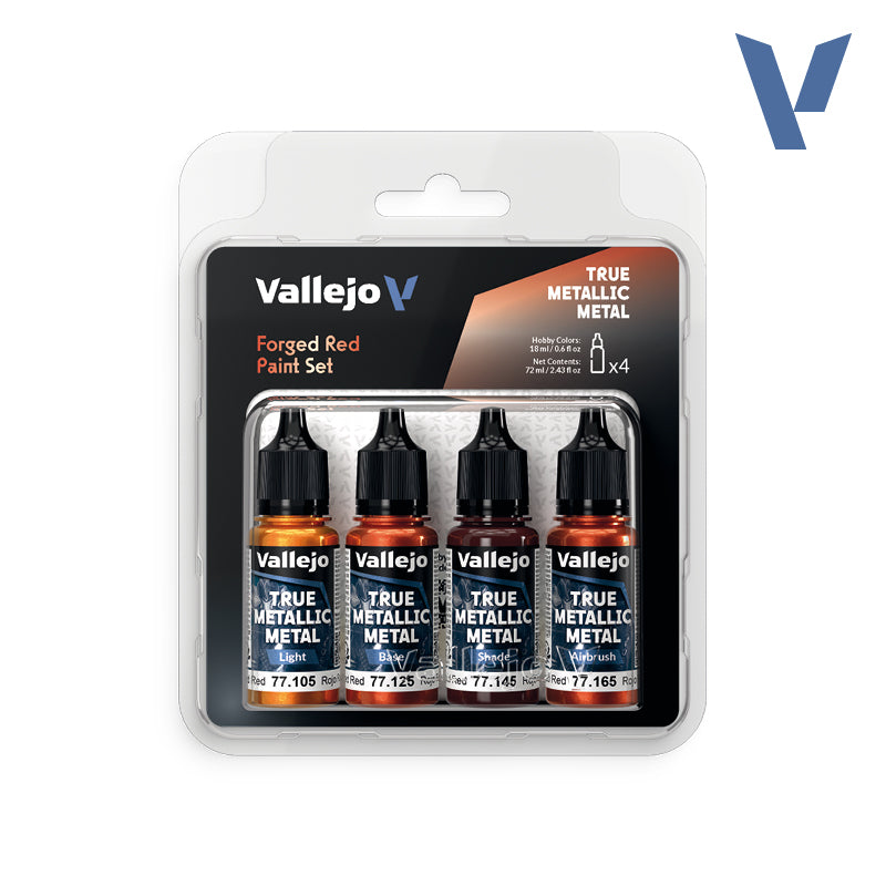 Vallejo True Metallic Metals - Forged Red Paint Set
