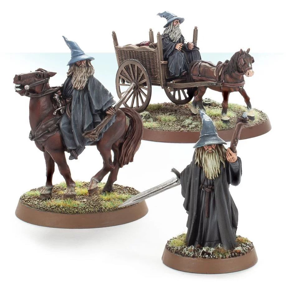 Gandalf the grey foot, mounted and on cart
