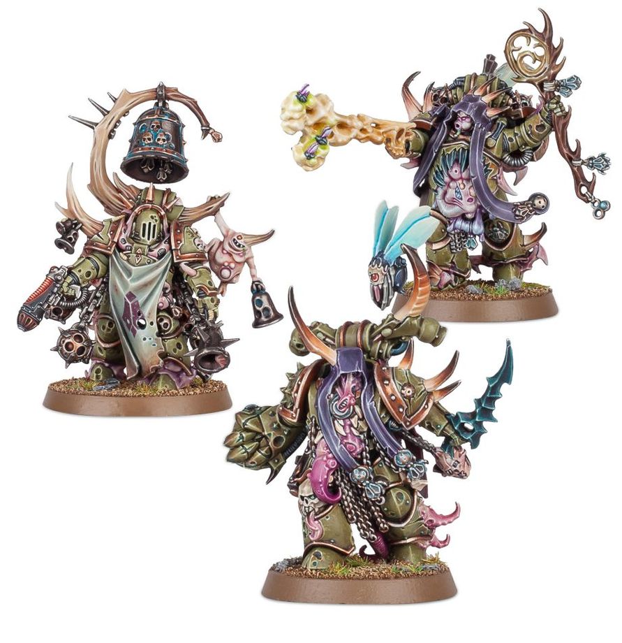 Malignant Plaguecaster, Noxious Blightbringer, and Plague Marine Champion