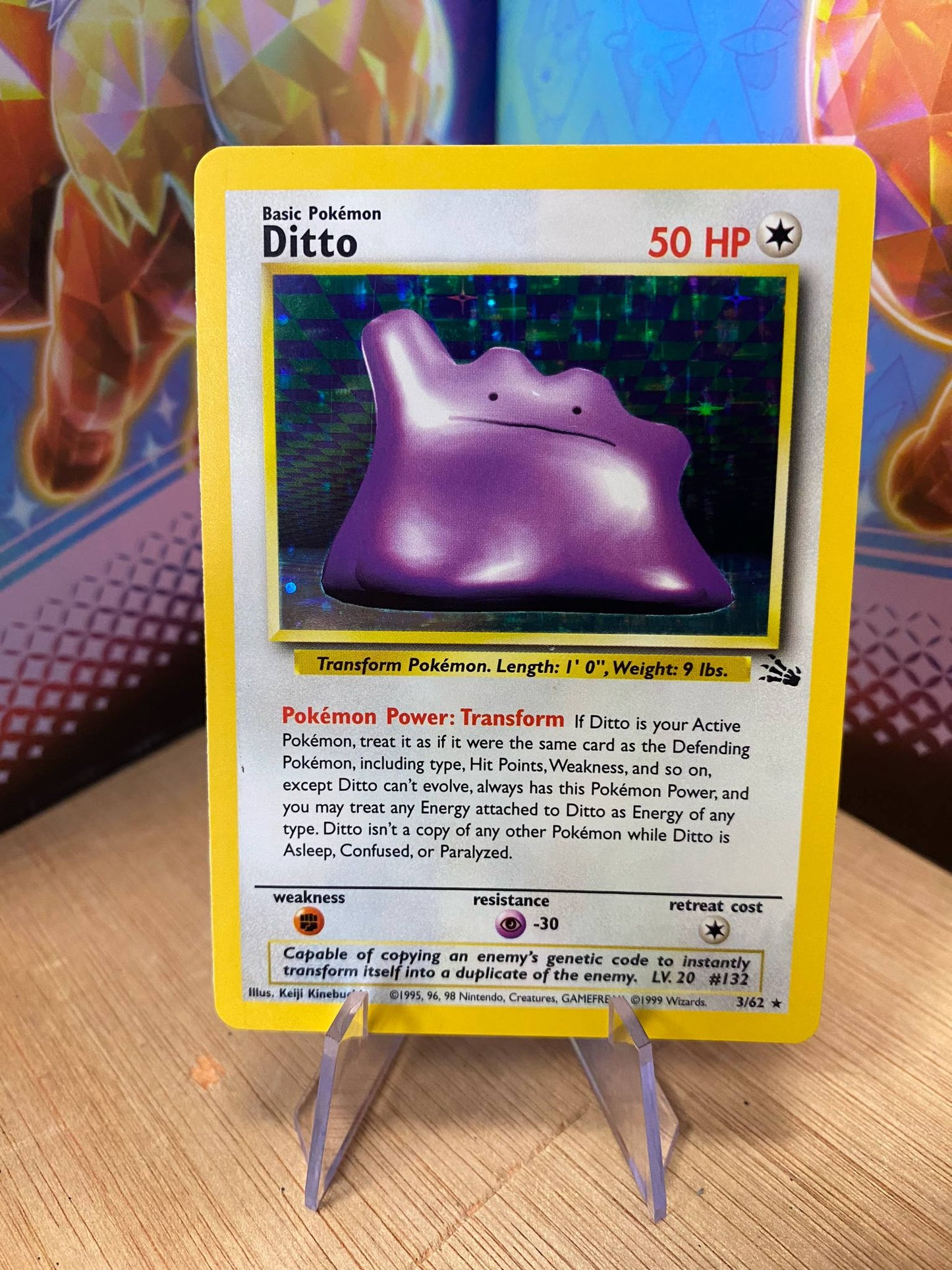 Ditto Holo 3/62 Fossil Single Pokémon Card