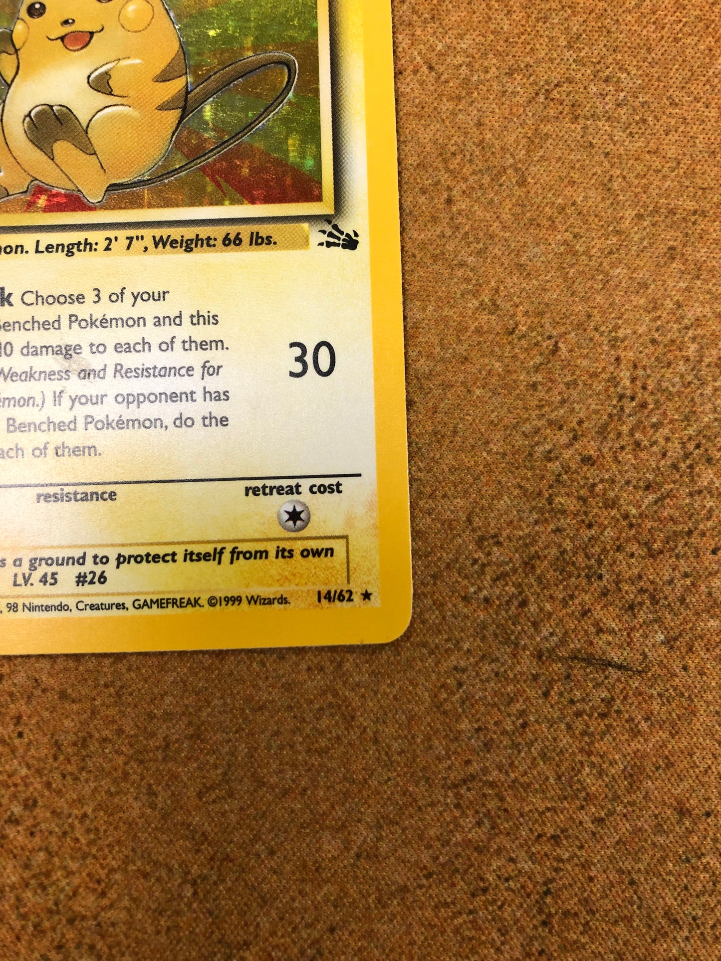 Raichu Holo 14/62 Fossil Pokémon Card Single