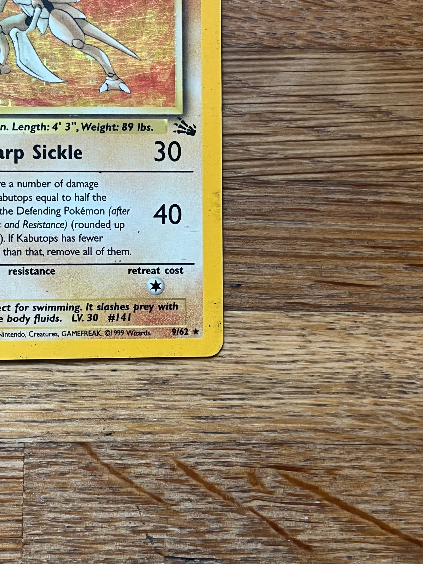 Kabutops Holo 9/62 Fossil Played Single Pokemon Card
