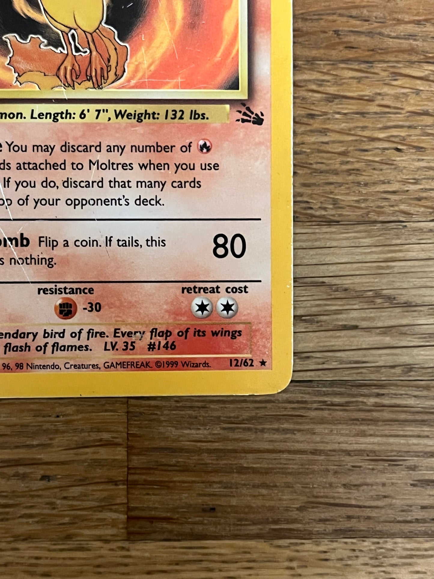Moltres Holo 12/62 Fossil LP Single Pokémon Card
