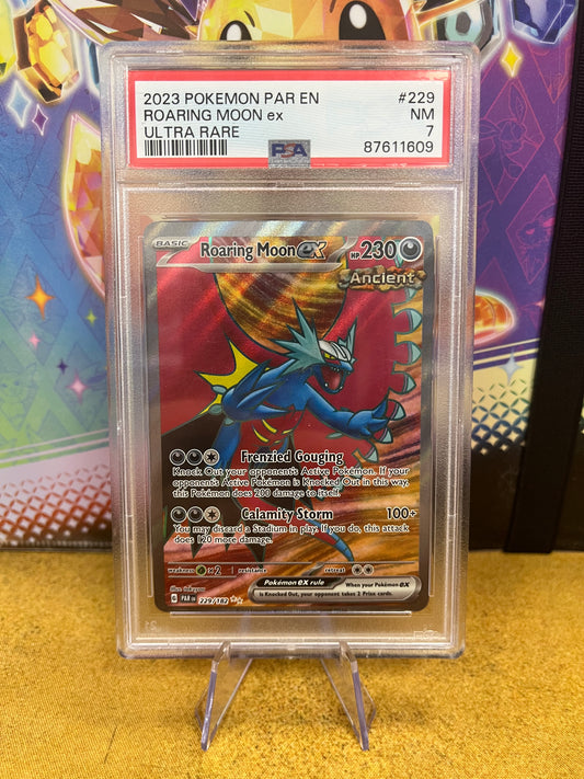 Roaring Moon EX 229/182 Paradox Rift PSA 7 Graded Pokémon Card