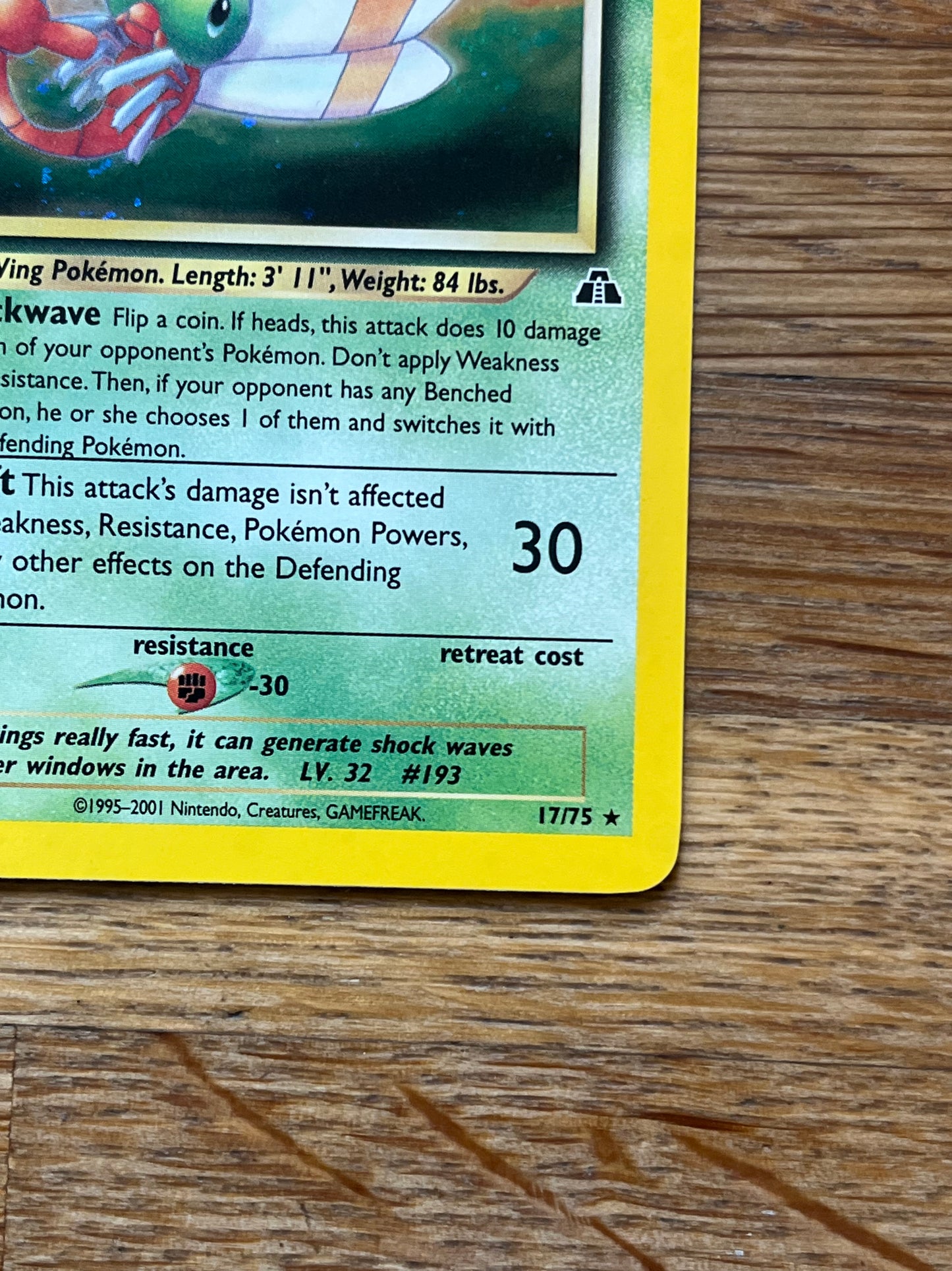 Yanma Holo SWIRL 17/75 Neo Discovery NM Single Pokemon Card
