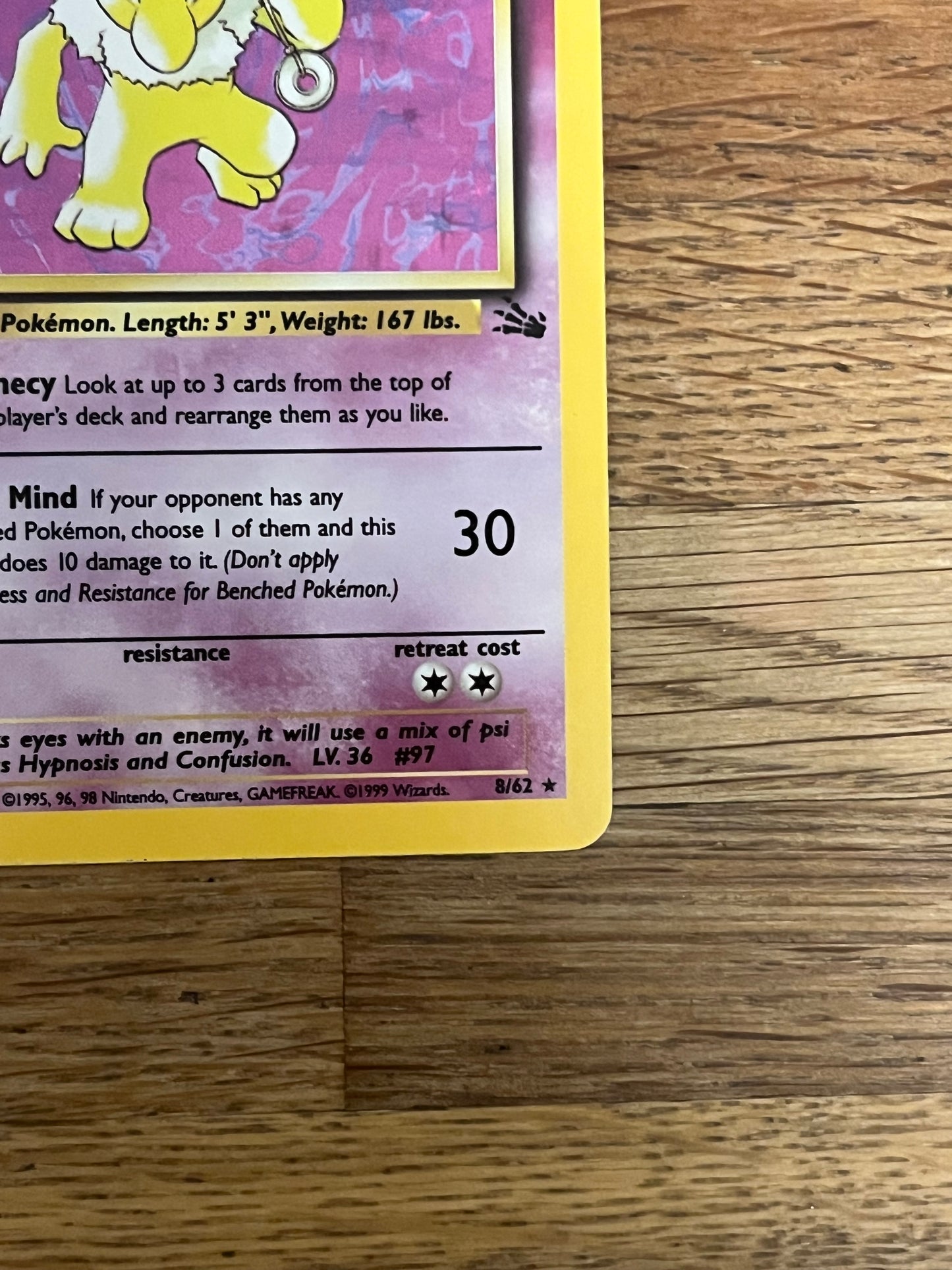 Hypno Holo 8/62 Fossil NM Single Pokémon Card