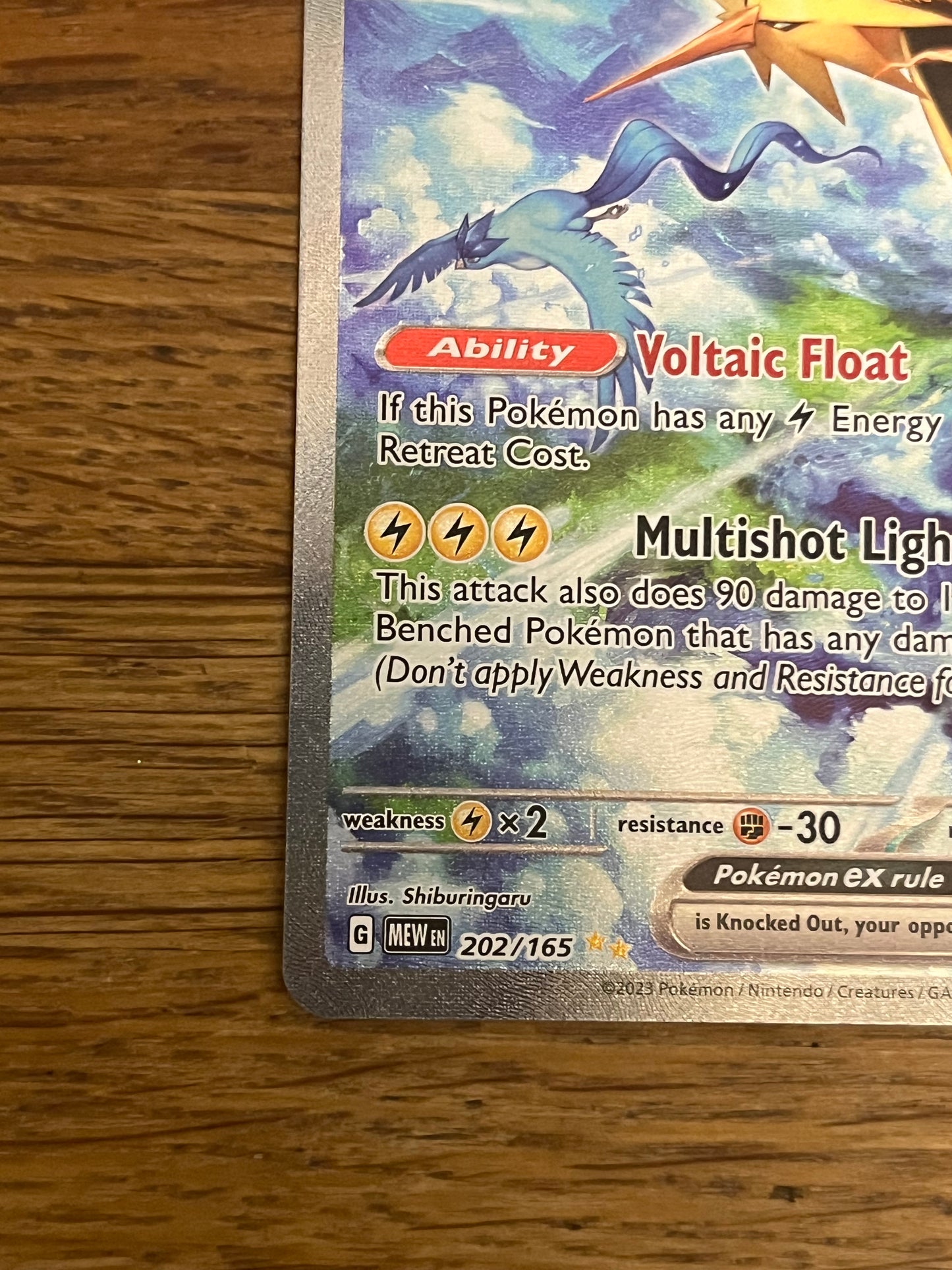 Zapdos EX Special Illustration Rare 202/165 151 NM Single Pokémon Card