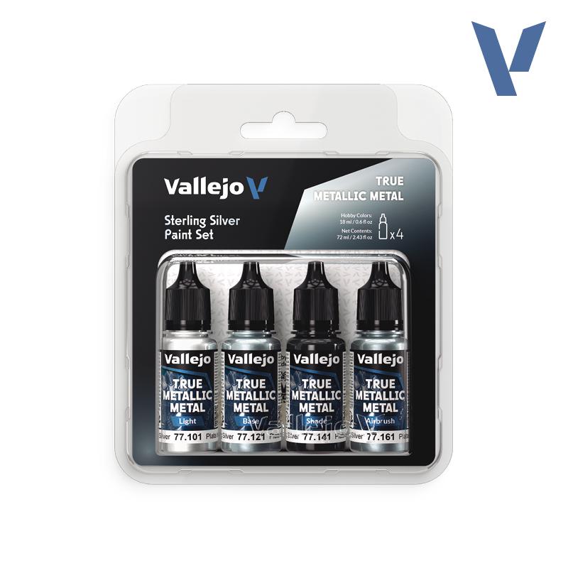 Vallejo True Metallic Metals - Sterling Silver Paint Set