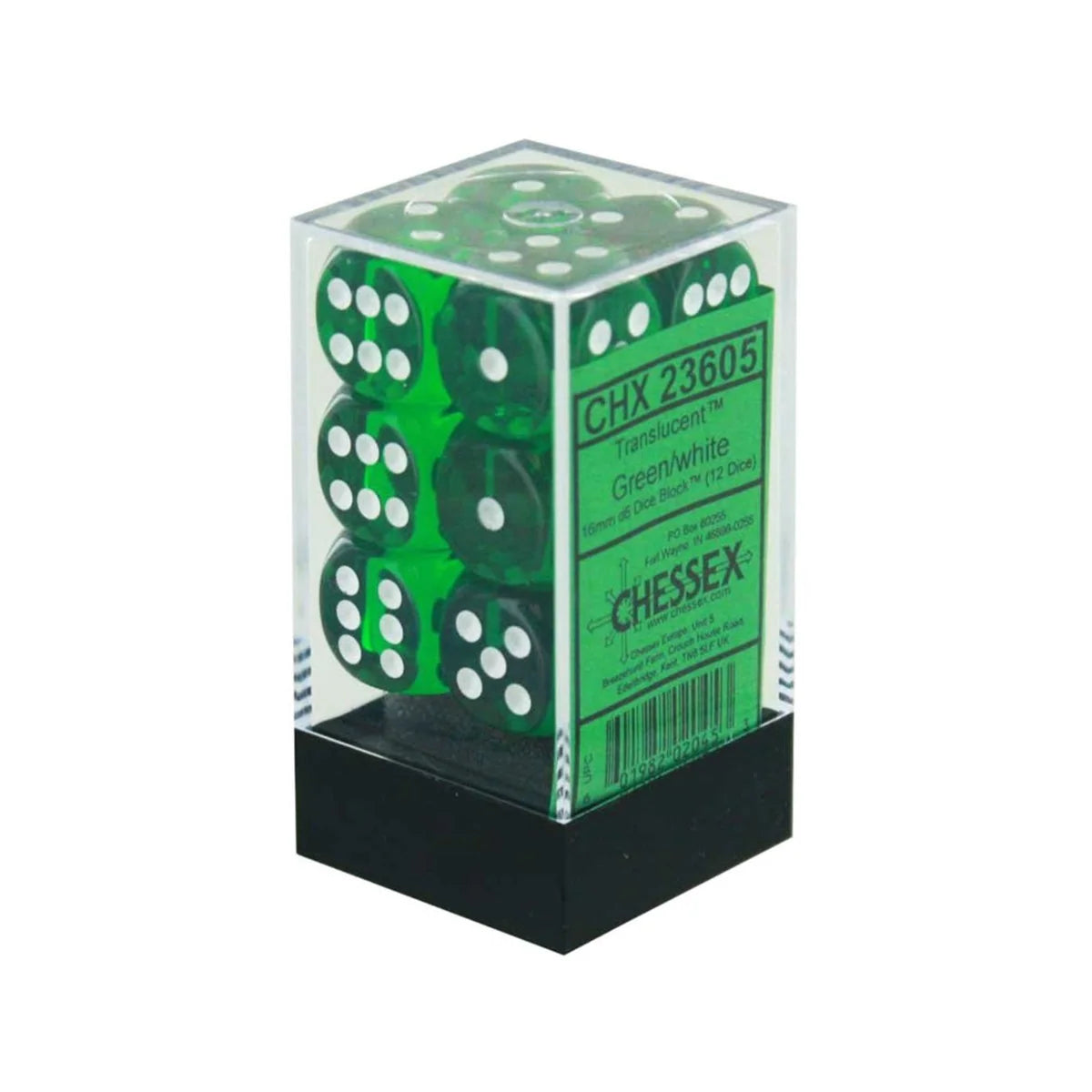 Chessex Dice: Translucent Green/White - 12 X D6