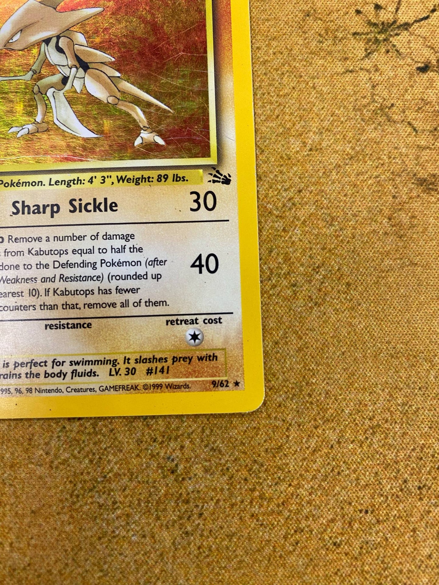 Kabutops Holo 9/62 Fossil Single Pokémon Card