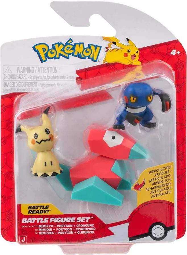 Pokémon - Mimikyu, Croagunk & Porygon Battle Figures