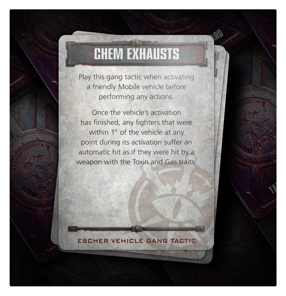 Necromunda Escher Vehicle Gang Tactic Cards