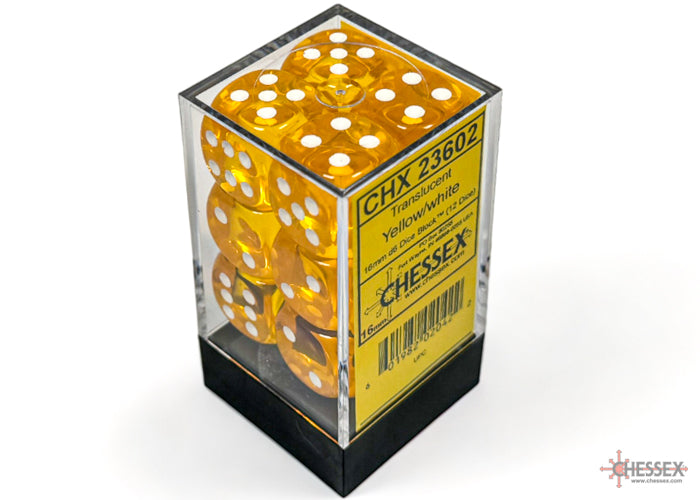 Chessex Dice: Translucent Yellow/White - 12 X D6