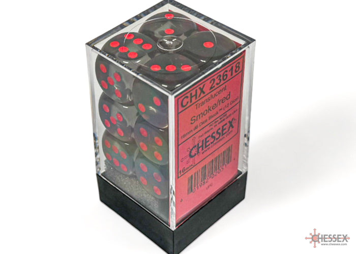 Chessex Dice: Translucent Smoke/Red - 12 X D6