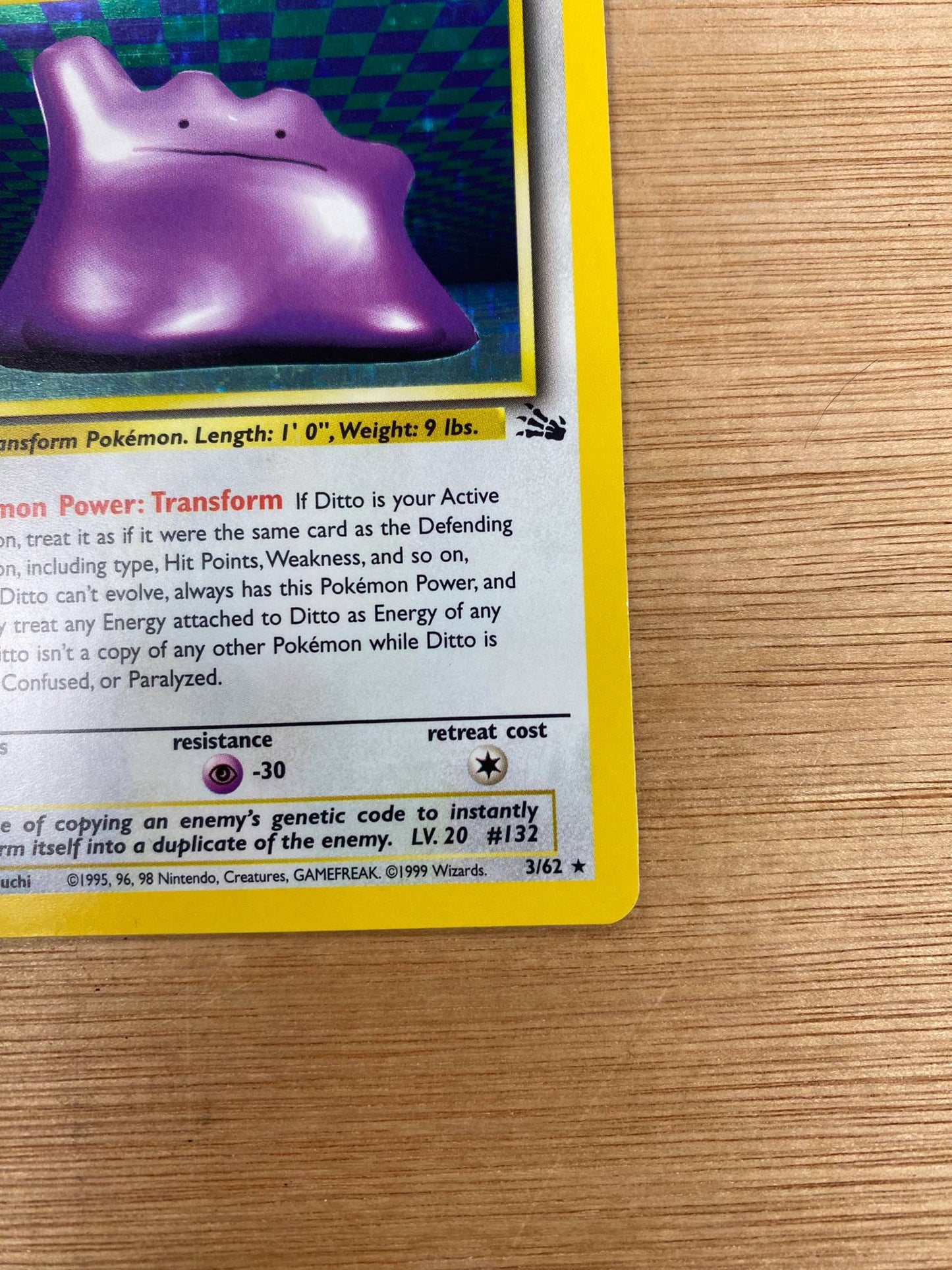 Ditto Holo 3/62 Fossil Single Pokémon Card