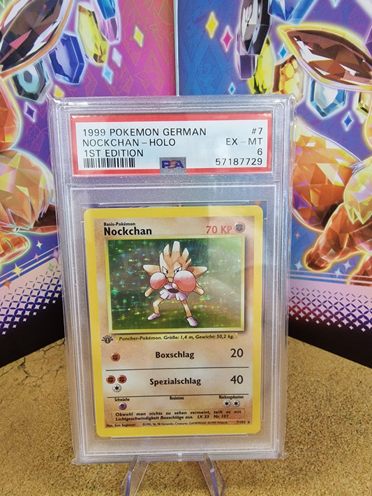 Hitmonchan Nockchan Holo #7 German 1st Edition Base Set PSA 6 Graded Pokémon Card