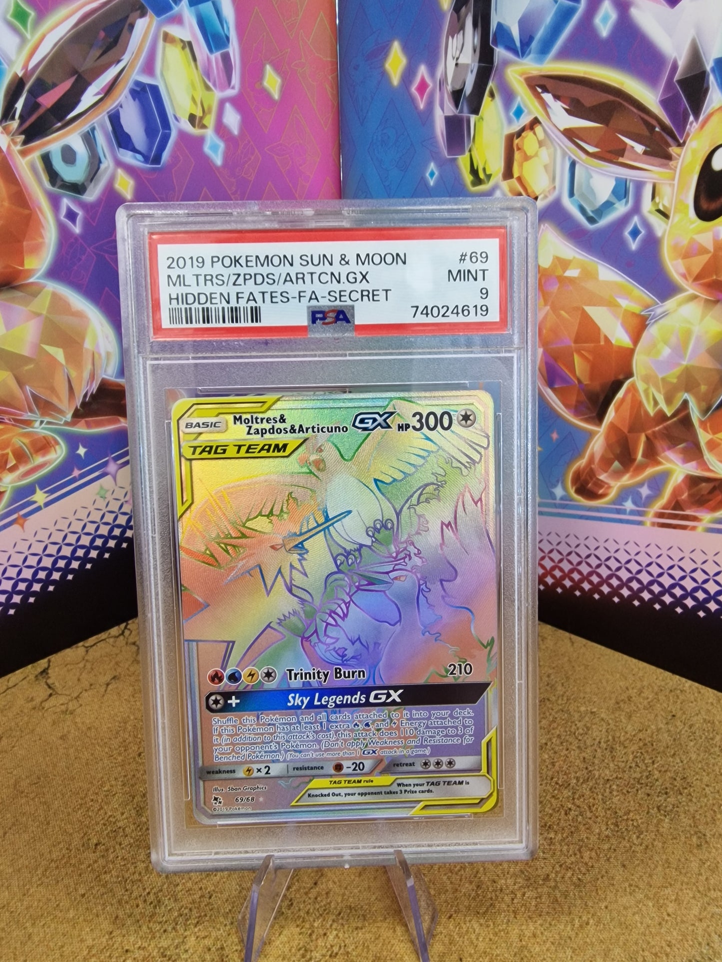 Moltres & Zapdos & Articuno GX 69/68 Hidden Fates PSA 9 Single Pokémon Card