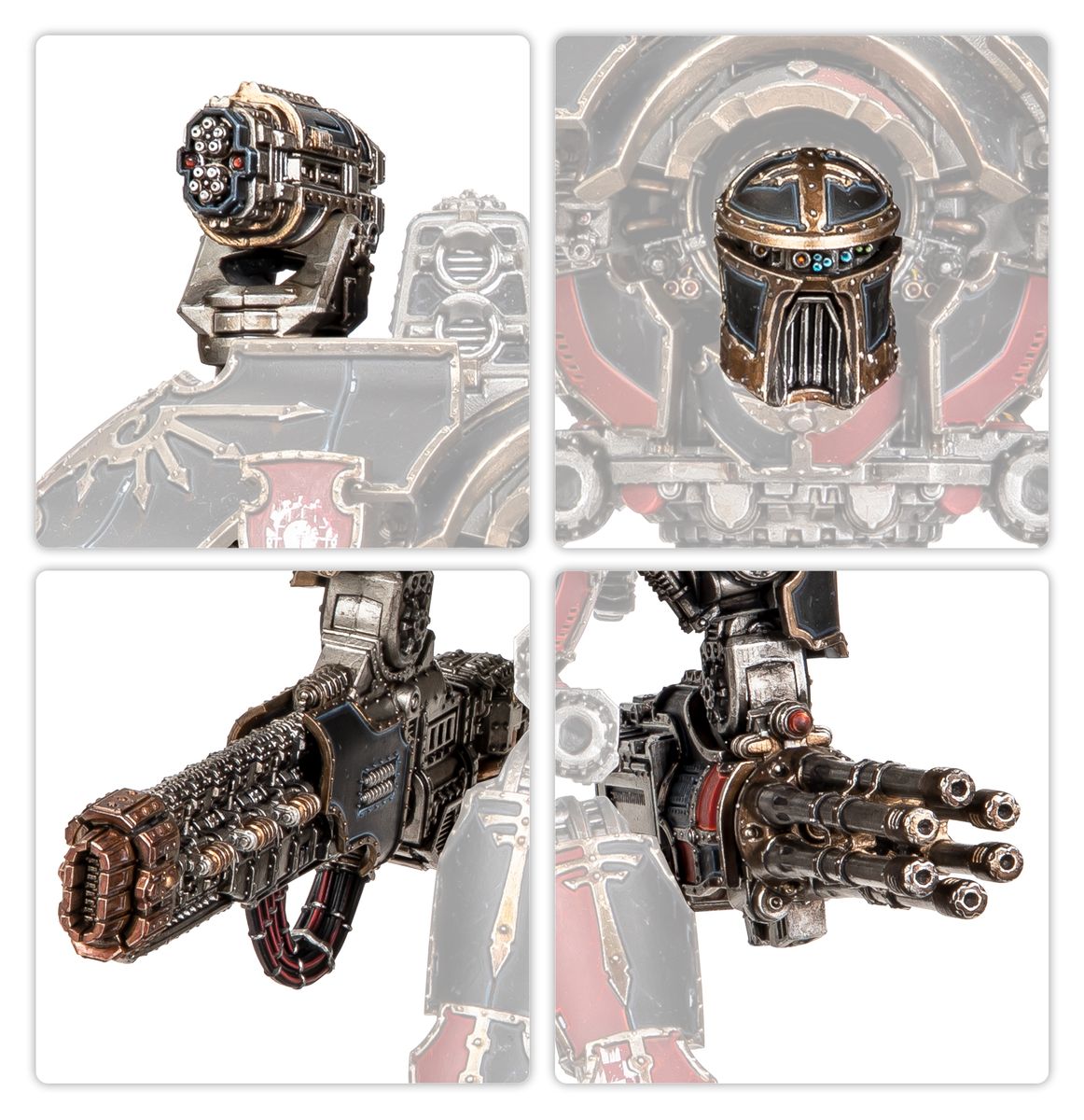 Warlord Titan Weapons - Volkite Destructor, Macro-Gatling Blaster, Graviton Ruinator, and Vulcan Mega-Bolter Array