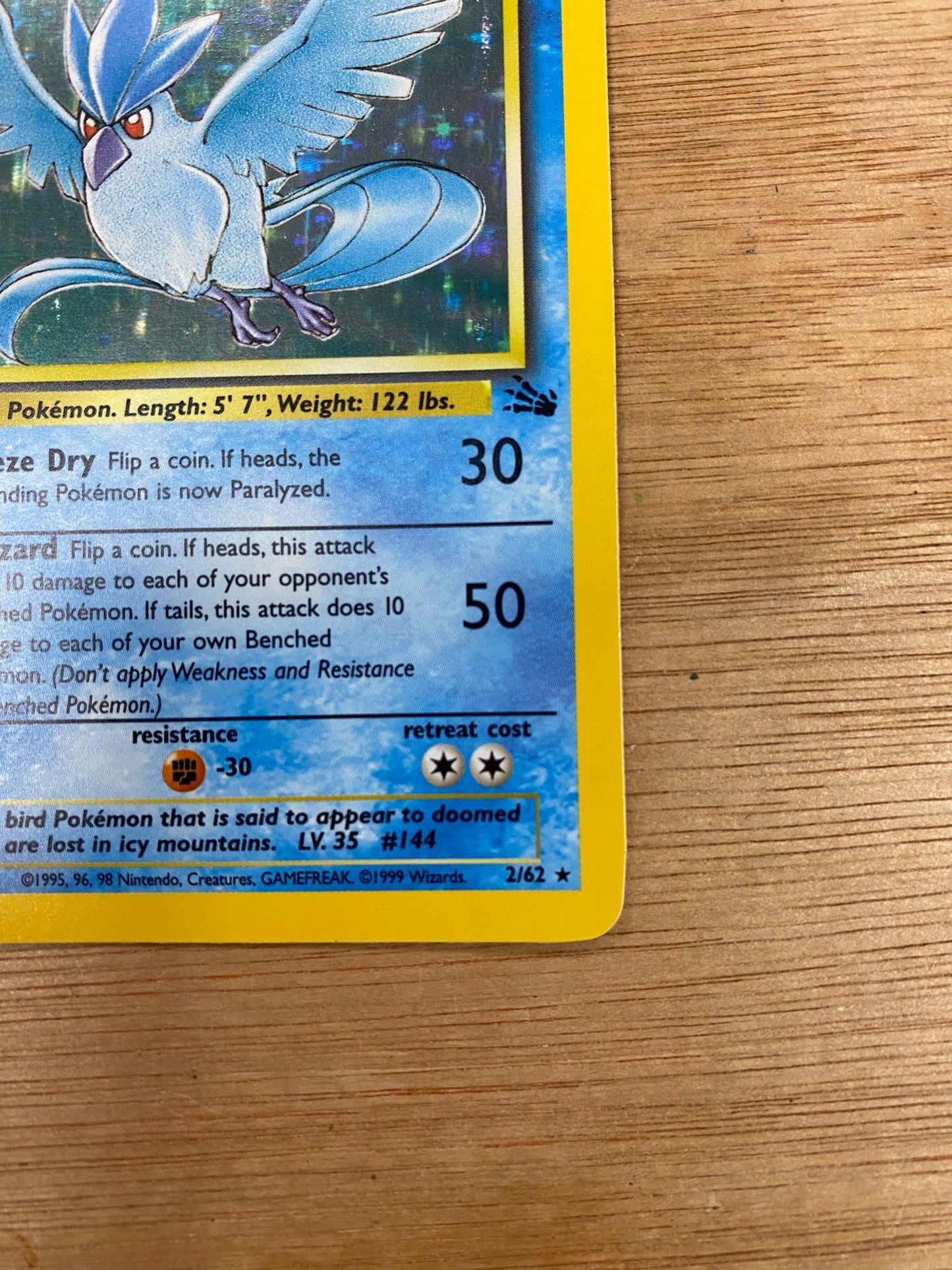 Articuno Holo 2/62 Fossil Single Pokémon Card