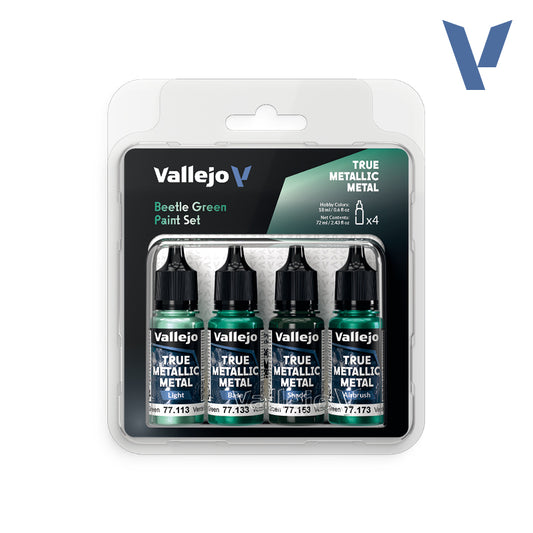 Vallejo True Metallic Metals - Beetle Green Paint Set