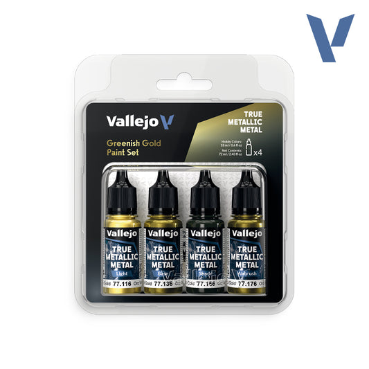 Vallejo True Metallic Metals - Greenish Gold Paint Set