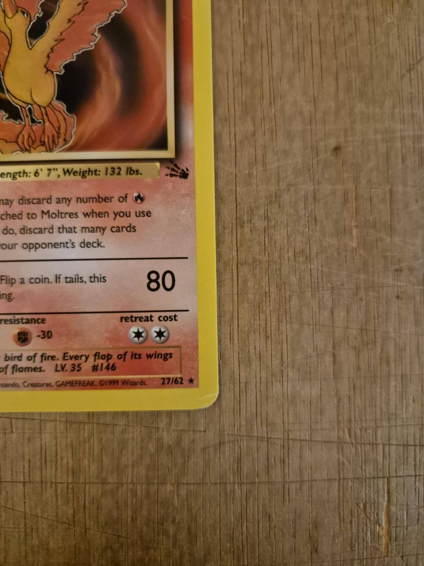 Moltres 27/62 Fossil Single Pokémon Card