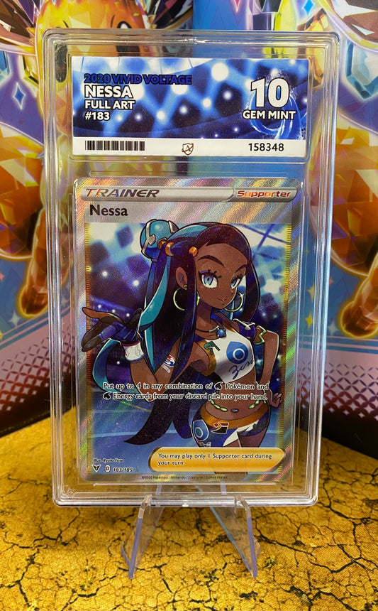 Nessa Full Art 183/185 Vivid Voltage ACE 10 Graded Pokémon Card
