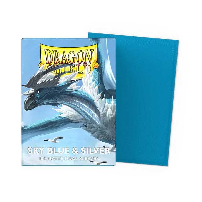 Dragon Shield Matte Dual Standard Sleeves - Sky Blue & Silver