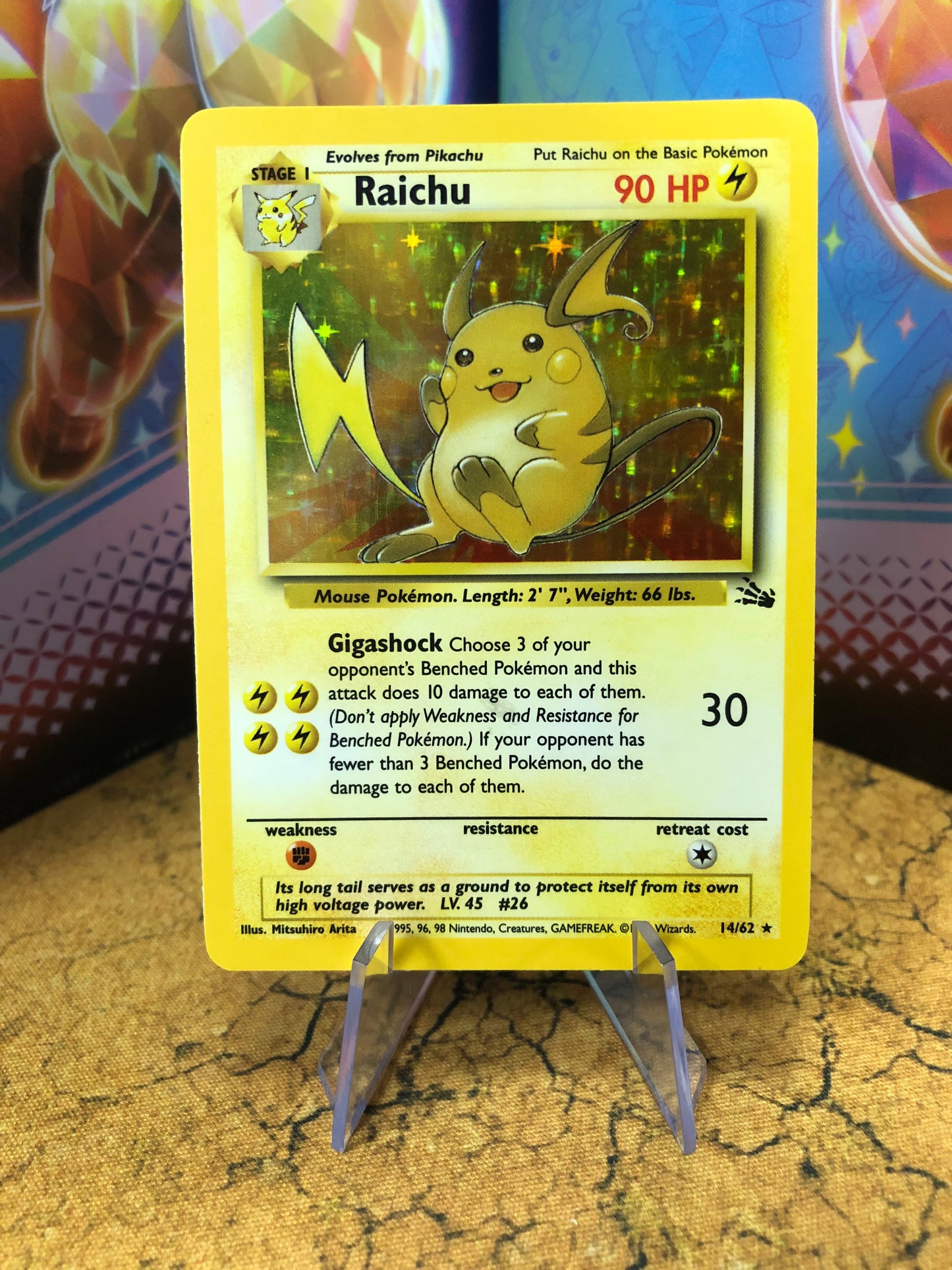Raichu Holo 14/62 Fossil Pokémon Card Single