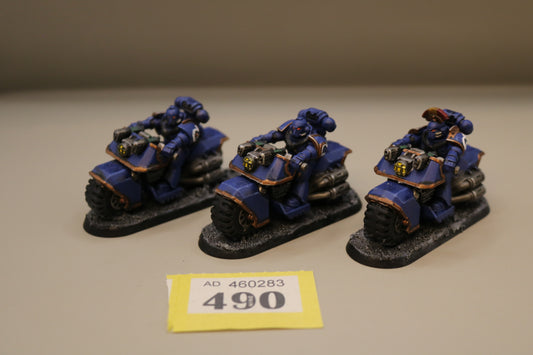 3x Bikers #490 Very Well Painted Space Marines Warhammer 40k