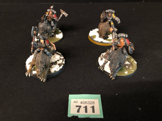 4x Thunderwolf Cavalry #711 Space Wolves Very Well Painted Space Marines Warhammer 40k