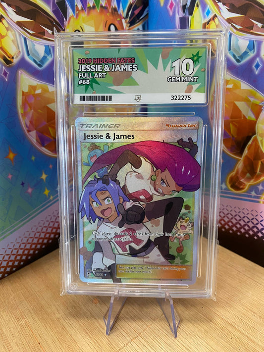 Jessie & James 68/68 Hidden Fates ACE 10 Graded Pokémon Card