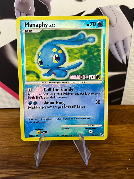 Manaphy Reverse Holo Stamped Promo 9/130 Diamond & Pearl NM Single Pokémon Card