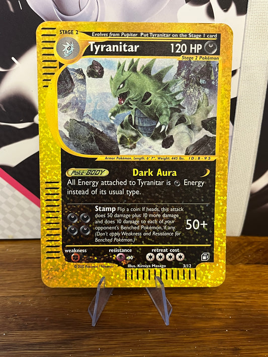 Tyranitar 3/12 Skyridge Box Topper Promo HP Single Pokémon Card *Check Photos / Slight Peeling*