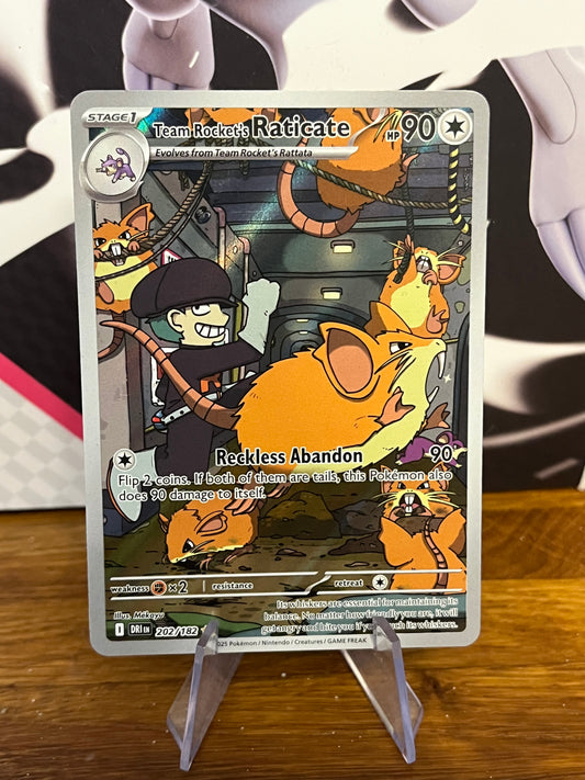 Team Rocket's Raticate Illustration Rare 202/182 Destined Rivals NM Single Pokémon Card