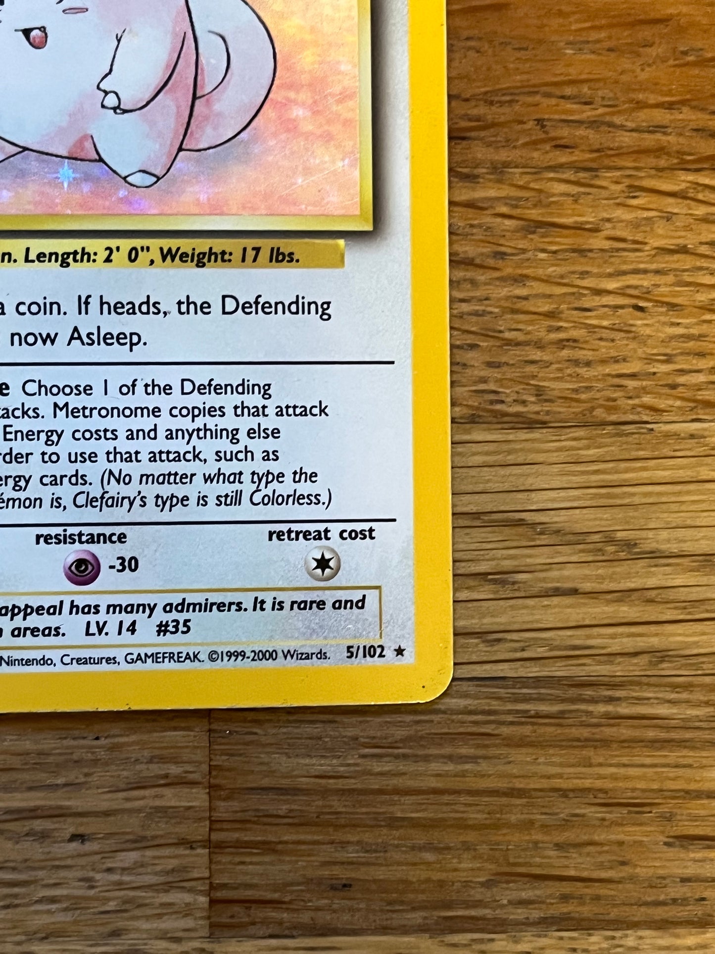 Clefairy Holo 5/102 Base Set  LP Single Pokémon Card