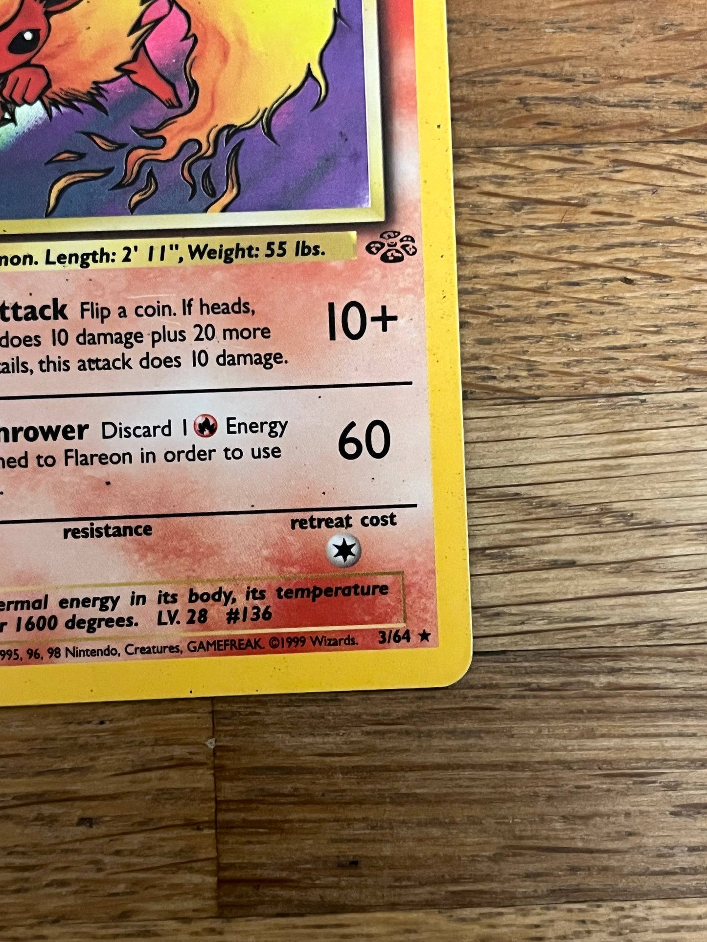 Flareon Holo 3/64 Jungle LP Single Pokémon Card