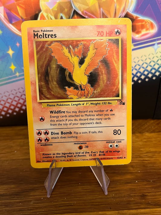 Moltres Holo 12/62 Fossil LP Single Pokémon Card