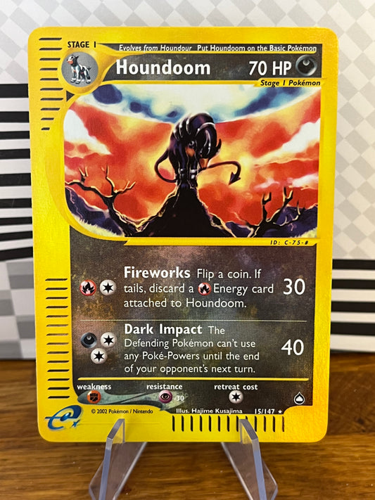 Houndoom Reverse Holo 15/147 Aquapolis NM Single Pokémon Card
