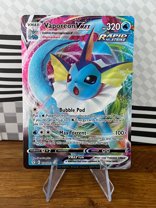 Vaporeon VMax 030/203 Evolving Skies NM Single Pokémon Card