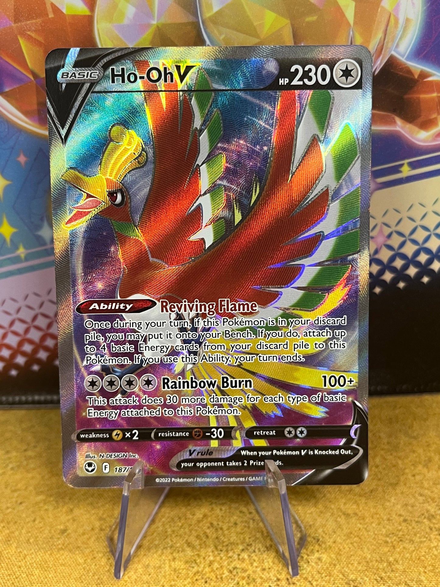 Ho-Oh V 187/195 Silver Tempest NM Single Pokémon Card