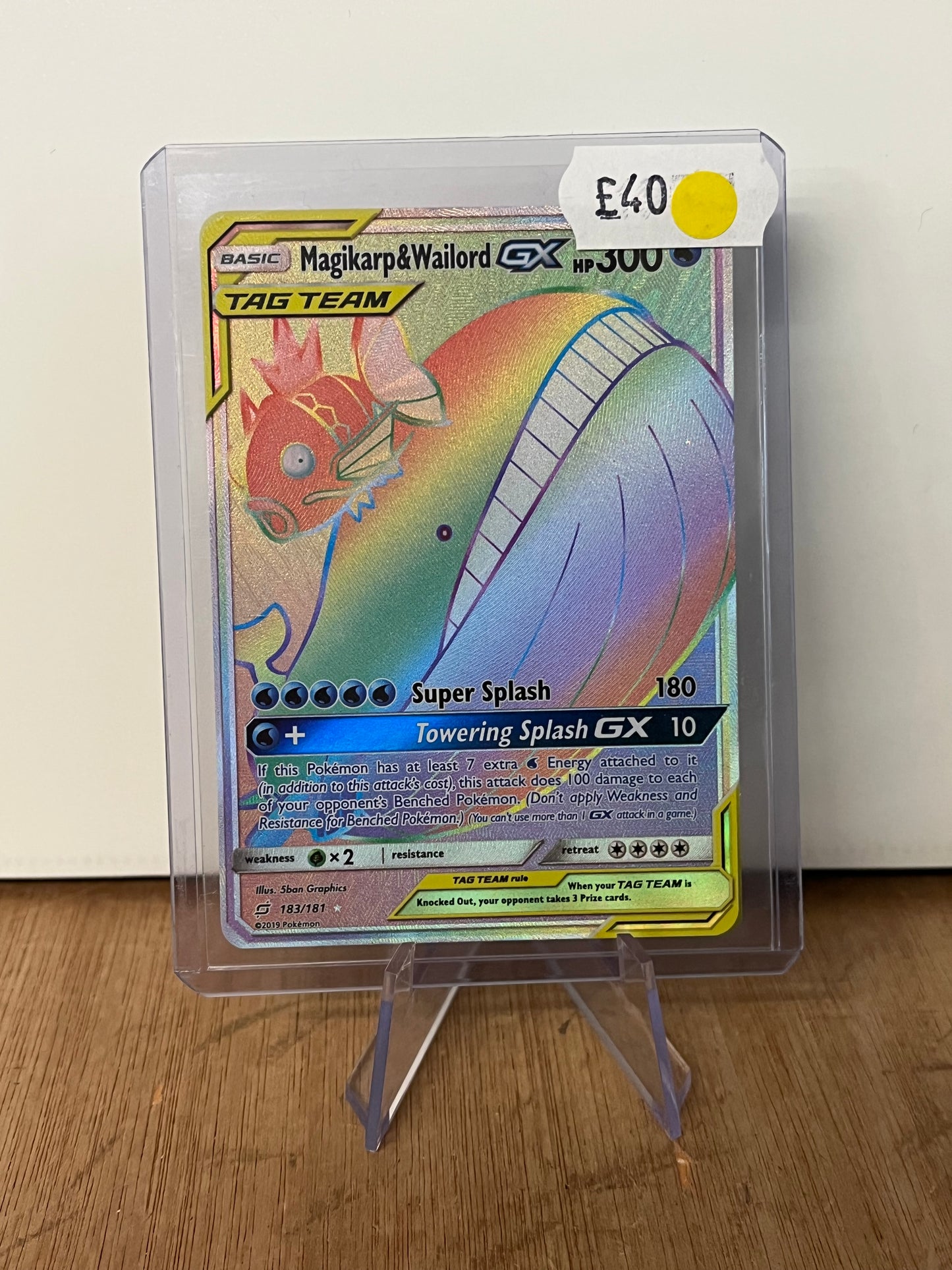 Magikarp & Wailord GX Holo Full Art Rainbow Rare 183/181 Tag Team NM Single Pokémon Card