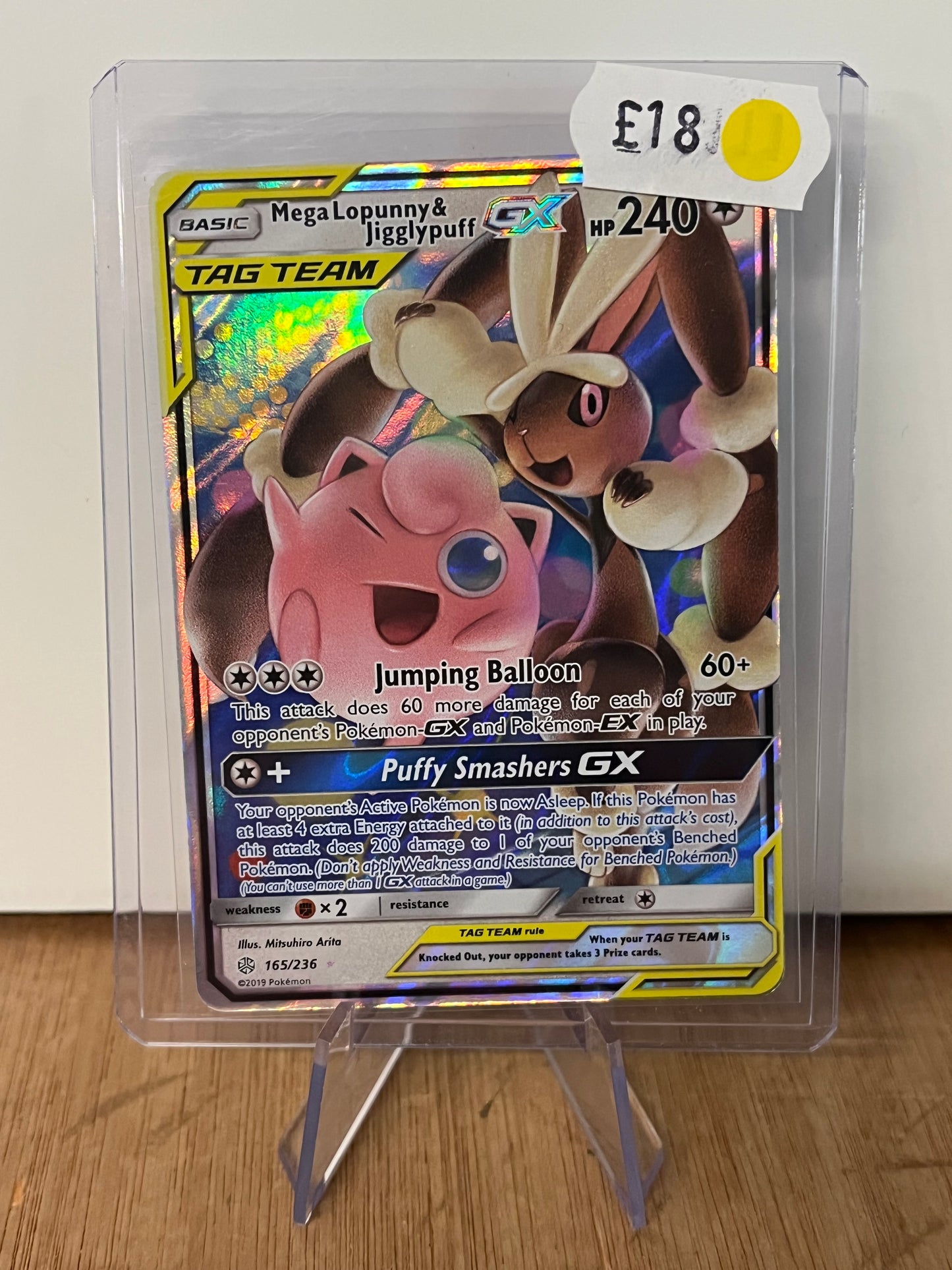 Mega Lopunny & Jigglypuff GX Tag Team Holo Full Art 165/236 Cosmic Eclipse NM Single Pokémon Card