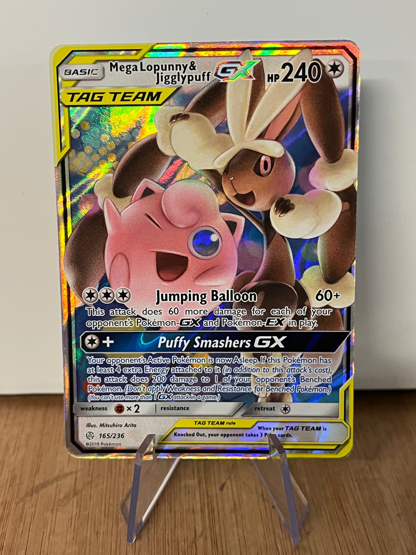 Mega Lopunny & Jigglypuff GX Tag Team Holo Full Art 165/236 Cosmic Eclipse NM Single Pokémon Card